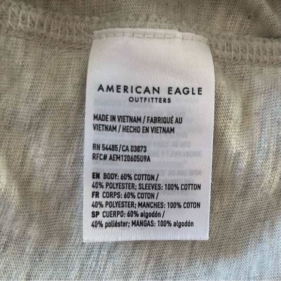 American Eagle outfitters Baseball Raglan Henley Tee Gray Black Men's Small - Picture 4 of 5